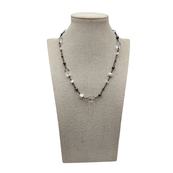 Silpada Sterling Silver 925 Freshwater Pearl & Quartz Beaded Necklace - Picture 7 of 7